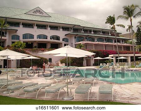 Stock Image -  Lanai, HI, Hawaii, Hulopoe Bay, Manele Bay Hotel. Fotosearch