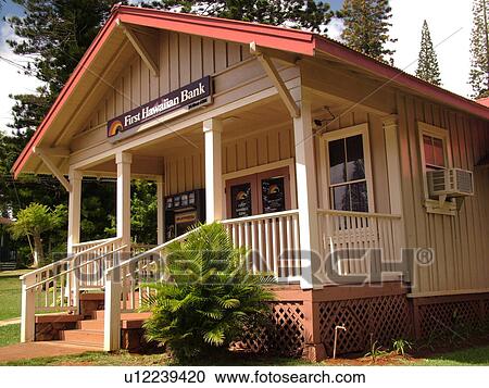 Stock Image -  Lanai, HI, Hawaii, Lanai City, First Hawaiian Bank. Fotosearch