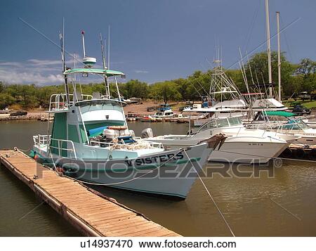 Stock Image -  Lanai, HI, Hawaii, Lanai Island, Manele Harbor, marina. Fotosearch