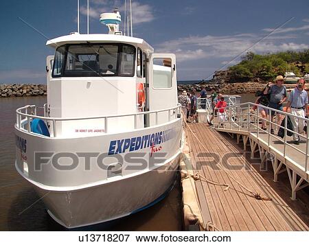 Stock Photo -  Lanai, HI, Hawaii, Lanai Island, Manele Harbor, Ferry Terminal, Lanai Expeditions Two Ferry. Fotosearch