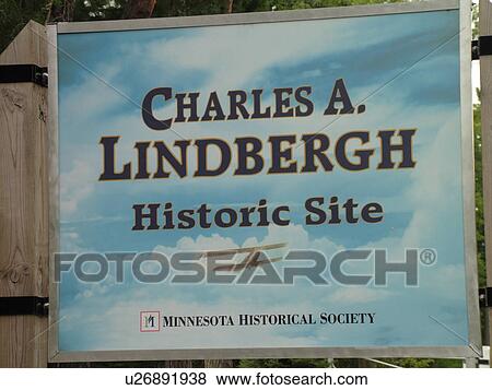 Stock Photo -  Little Falls, MN, Minnesota, Charles A Lindbergh Historic Site, sign, Minnesota Historical Society. Fotosearch