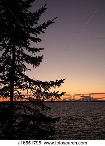 Stock Photography -  Little Sandy Bay, WI, Wisconsin, Lake Superior, sunset. Fotosearch
