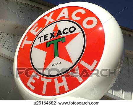 Stock Image -  Littletown, NH, New Hampshire, Antique Gas Station Signs, fuel companies. Fotosearch