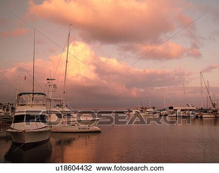 Stock Image -  Maalaea, Maui, HI, Hawaii, marina, sunset. Fotosearch