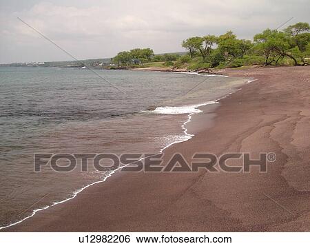 Stock Photograph -  Makena, Maui, HI, Hawaii, Leeward Coast, Makena Bay, Onelui beach, Little Black Sand Beach. Fotosearch