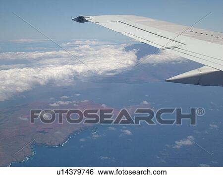 Stock Photograph -  Maui, HI, Hawaii, aerial, Kahoolawe. Fotosearch