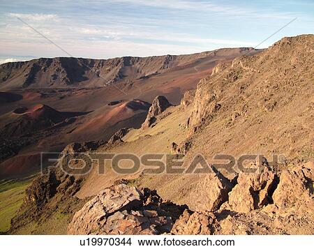 Picture -  Maui, HI, Hawaii, Haleakala National Park, Kalahaku Overlook, Summit Depression, volcano. Fotosearch