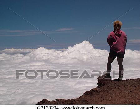 Picture -  Maui, HI, Hawaii, Haleakala National Park, Puulaula Summit (10, 023 ft. ), volcano. Fotosearch