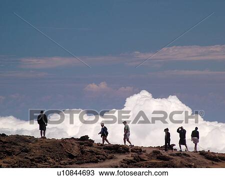 Stock Image -  Maui, HI, Hawaii, Haleakala National Park, Puulaula Summit (10, 023 ft. ), volcano. Fotosearch
