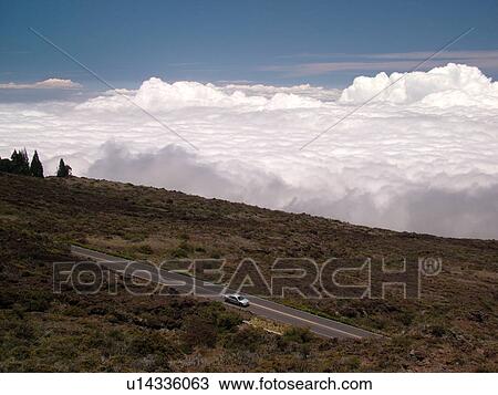 Stock Image -  Maui, HI, Hawaii, Haleakala National Park, volcano, Haleakala Crater Road. Fotosearch