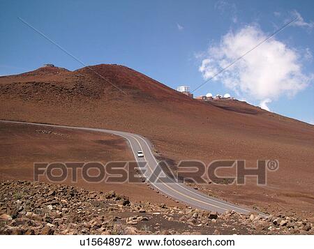 Stock Image -  Maui, HI, Hawaii, Haleakala National Park, Haleakala Observatories, volcano. Fotosearch