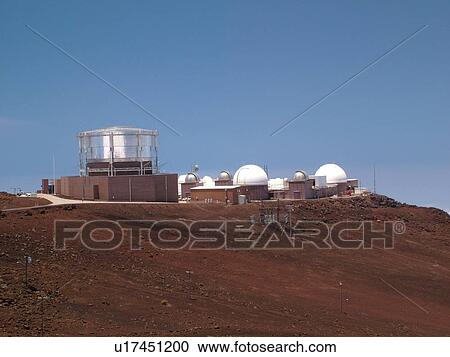 Stock Image -  Maui, HI, Hawaii, Haleakala National Park, Haleakala Observatories, volcano. Fotosearch