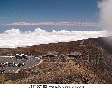 Stock Image -  Maui, HI, Hawaii, Haleakala National Park, Haleakala Visitor Center Overlook, volcano, House of the Sun. Fotosearch