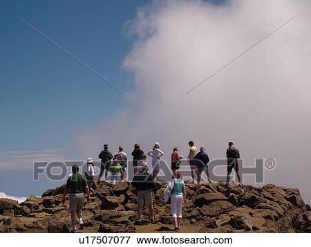 Stock Photo -  Maui, HI, Hawaii, Haleakala National Park, Haleakala Visitor Center Overlook, volcano. Fotosearch