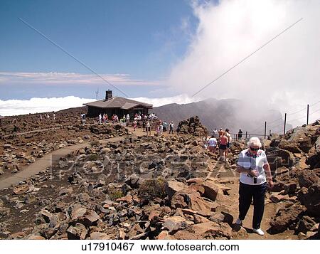 Stock Photo -  Maui, HI, Hawaii, Haleakala National Park, Haleakala Visitor Center Overlook, volcano, House of the Sun. Fotosearch
