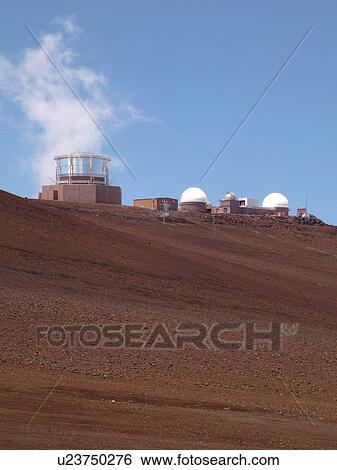 Stock Photograph -  Maui, HI, Hawaii, Haleakala National Park, Haleakala Observatories, volcano. Fotosearch