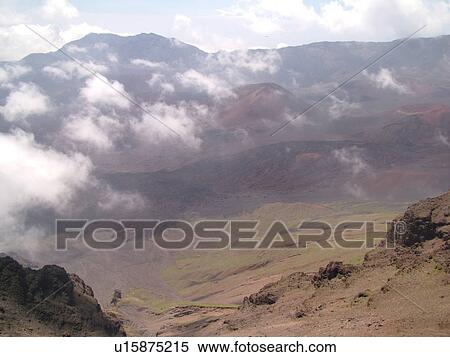 Stock Photography -  Maui, HI, Hawaii, Haleakala National Park, Kalahaku Overlook, Summit Depression, volcano. Fotosearch