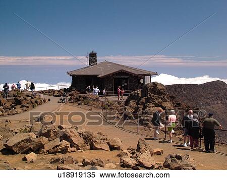 Stock Photography -  Maui, HI, Hawaii, Haleakala National Park, Haleakala Visitor Center Overlook, volcano, House of the Sun. Fotosearch
