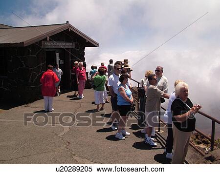 Stock Photography -  Maui, HI, Hawaii, Haleakala National Park, Haleakala Visitor Center Overlook, volcano, House of the Sun. Fotosearch