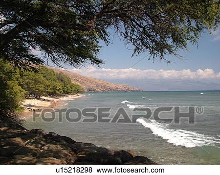 Stock Photo -  Maui, HI, Hawaii, Ukumehame Beach Park. Fotosearch