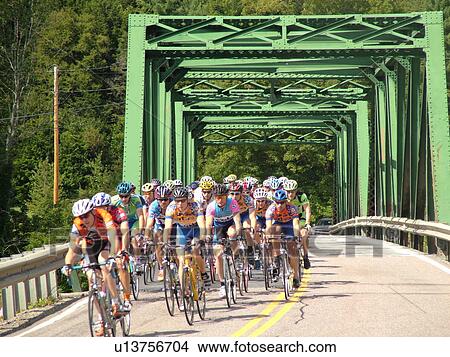 Picture -  Middlesex, VT, Vermont, Green Mountain Stage Race, men biking, group. Fotosearch