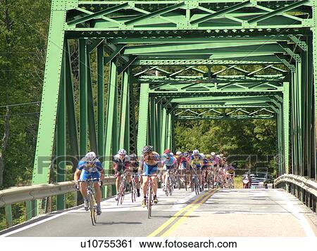 Stock Image -  Middlesex, VT, Vermont, Green Mountain Stage Race, men biking, group. Fotosearch