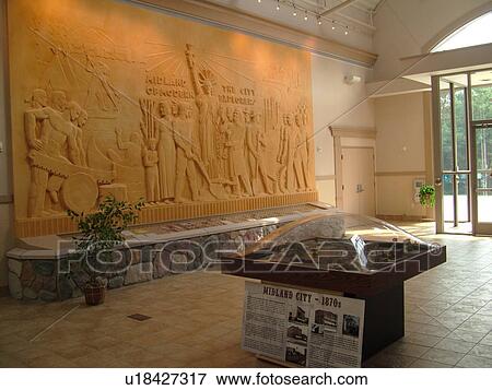 Stock Photo -  Midland, MI, Michigan, Herbert D. Doan Midland County History Center, interior, Parducci Wall Mural. Fotosearch