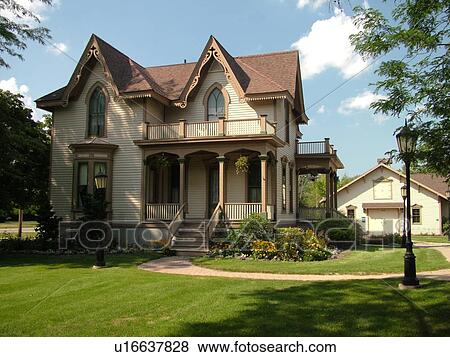 Stock Photo -  Midland, MI, Michigan, Herbert H. Dow Historical Museum, Bradley House Museum & Carriage House. Fotosearch