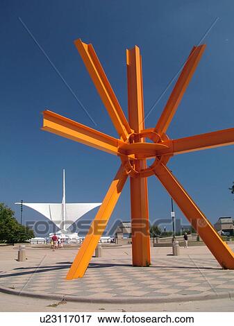 Milwaukee, WI, Wisconsin, Downtown, Milwaukee Art Museum, large orange sculpture View Large Photo Image Stock Photo - Milwaukee, WI, Wisconsin, Downtown, Milwaukee Art Museum, large orange sculpture. Fotosearch