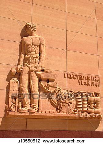 Stock Image -  Minneapolis, MN, Minnesota, Twin Cities, Downtown, relief sculpture on building. Fotosearch