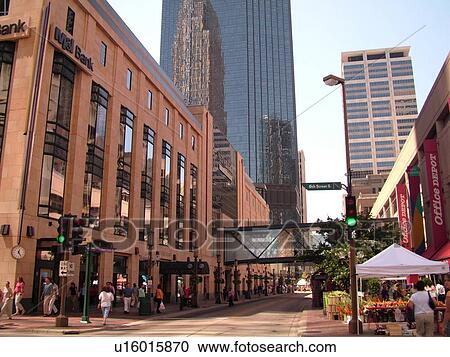 Stock Image -  Minneapolis, MN, Minnesota, Twin Cities, Downtown, Nicollet Avenue. Fotosearch