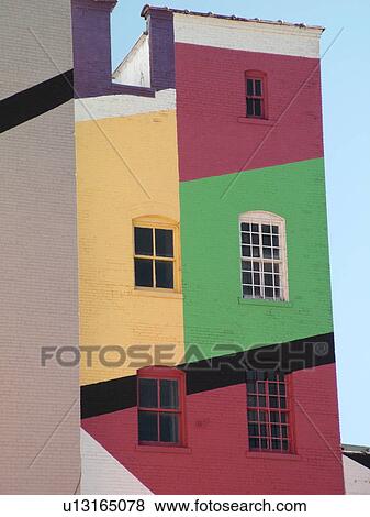 Stock Photo -  Minneapolis, MN, Minnesota, Twin Cities, Downtown, building, wall mural. Fotosearch