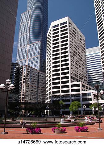 Stock Photo -  Minneapolis, MN, Minnesota, Twin Cities, Downtown, skyline, City Park Fountain. Fotosearch