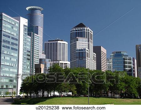 Stock Photo -  Minneapolis, MN, Minnesota, Twin Cities, Downtown skyline. Fotosearch