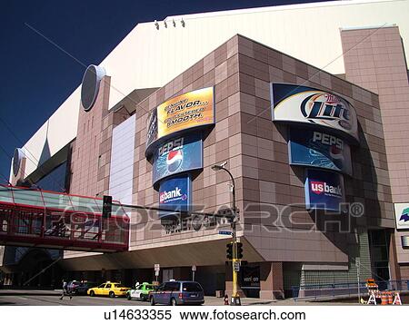 Stock Photography -  Minneapolis, MN, Minnesota, Twin Cities, Downtown, Target Center, NBA, basketball, Timberwolves. Fotosearch