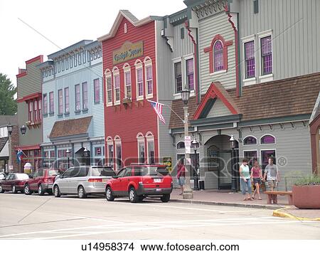 Picture -  Minocqua, WI, Wisconsin, Downtown. Fotosearch