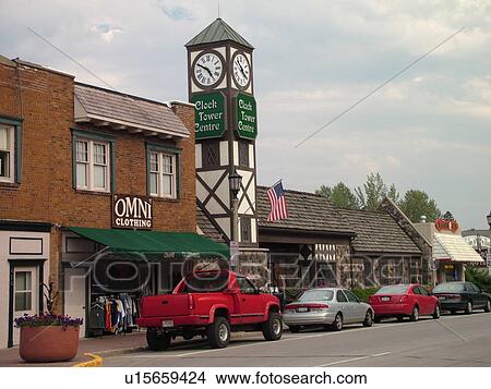 Picture -  Minocqua, WI, Wisconsin, Downtown, Clock Tower Center. Fotosearch