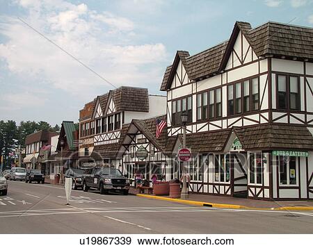 Stock Photo -  Minocqua, WI, Wisconsin, Downtown. Fotosearch