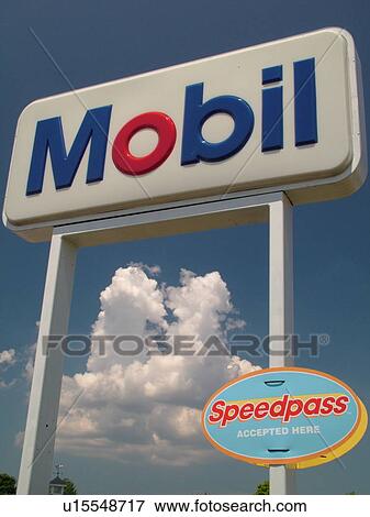 Stock Photo -  Mobil Gas Station, sign, logo, Speedpass. Fotosearch