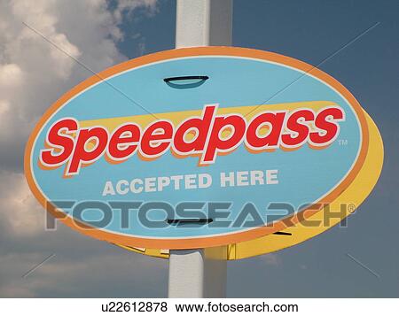Stock Photo -  Mobil Gas Station, sign, Speedpass, . Fotosearch