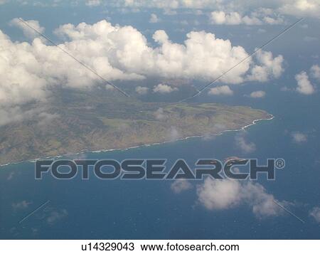 Stock Image -  Molokai, HI, Hawaii, aerial. Fotosearch