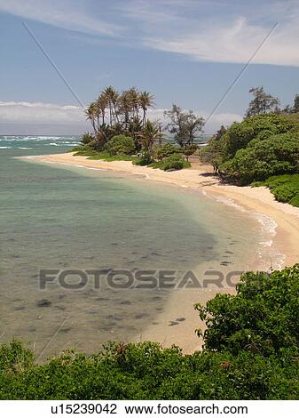 Stock Image -  Molokai, HI, Hawaii, East Molokai, Rock Point Overlook, Twenty Mile Beach. Fotosearch