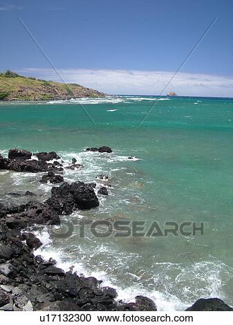 Stock Image -  Molokai, HI, Hawaii, East Molokai, Rock Point Overlook, Twenty Mile Beach. Fotosearch