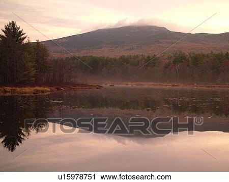 Stock Image -  Monadnock State Park, NH, New Hampshire, Thorndike Pond, Mt. Monadnock. Fotosearch