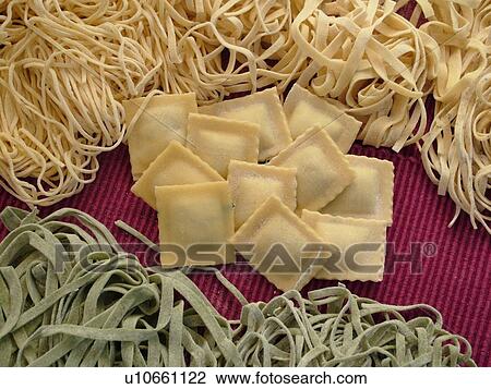 Stock Image -  Montpelier, VT, Vermont, Farmer's Market, home-made pasta. Fotosearch