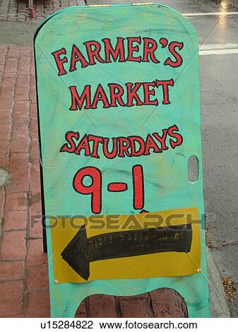 Stock Image -  Montpelier, VT, Vermont, Farmer's Market, sign. Fotosearch
