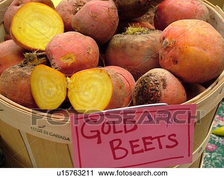 Stock Image -  Montpelier, VT, Vermont, Farmer's Market, Gold Beets. Fotosearch