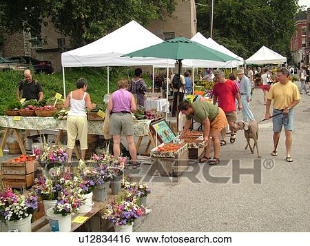 Stock Photograph -  Montpelier, VT, Vermont, Farmer's Market. Fotosearch