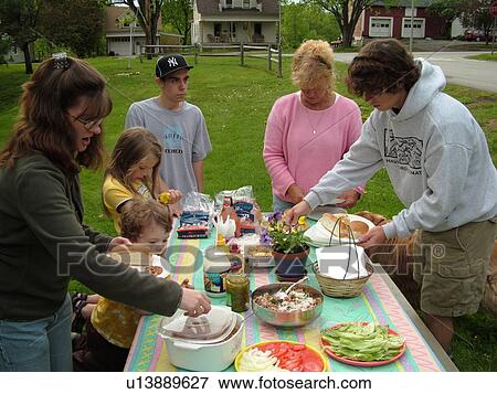 Stock Photo -  Montpelier, VT, Vermont, friends having picnic. Fotosearch