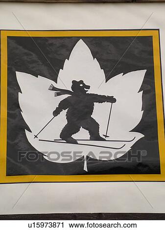 Stock Image -  Montpelier, VT, Vermont, Morse Farm, Cross-Country Skiing sign, Ski Trail. Fotosearch